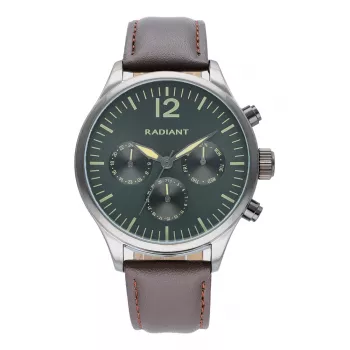 RADIANT Herrenuhr RA641702 43mm Analog Quarz Schwarzes Zifferblatt Lederarmband