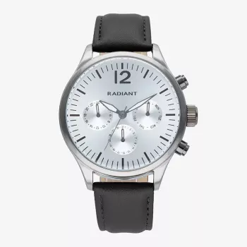 RADIANT Herrenuhr RA641703 (43mm) - Analog Quarz mit schwarzem Lederarmband