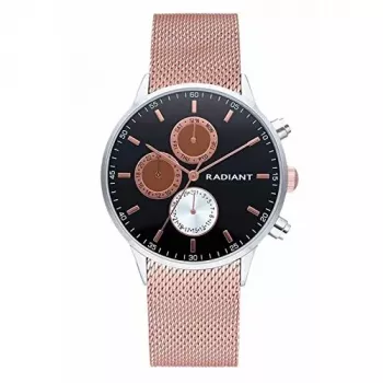 RADIANT New Man Herren Analog Quarzuhr RA601704 41mm Schwarzes Zifferblatt Edelstahl-Mesh-Armband