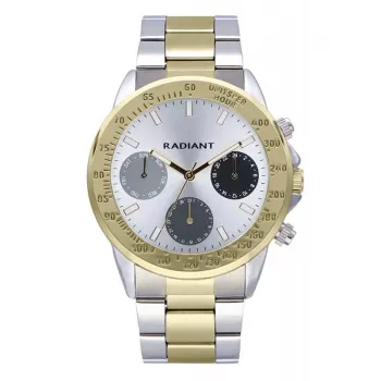 RADIANT RA604704 Herren Analog Quarzuhr 45mm Edelstahl Schwarzes Leder