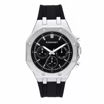RADIANT RA651704 Herren Analog Quarz Uhr – 44mm Edelstahl Schwarzes Zifferblatt Silbernes Armband