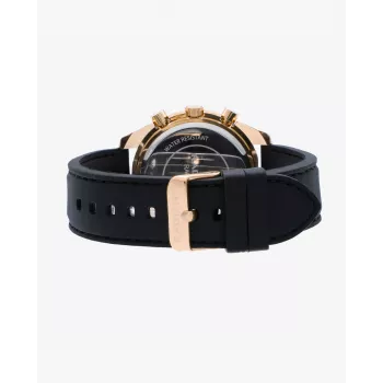 RADIANT RA668709 Herren Analog Quarz Armbanduhr 44mm Schwarzes Zifferblatt Lederarmband
