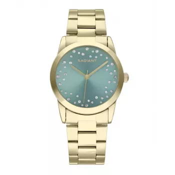 RADIANT Damen Quarz Analoguhr RA606204 - 36mm Edelstahlgehäuse, weißes Zifferblatt, schwarzes Lederarmband