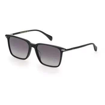 RAG&BONE RNB5028GS8075 Herren-Sonnenbrille, eckig, schwarzer Acetatrahmen, grau verlaufende Gläser, 55 mm