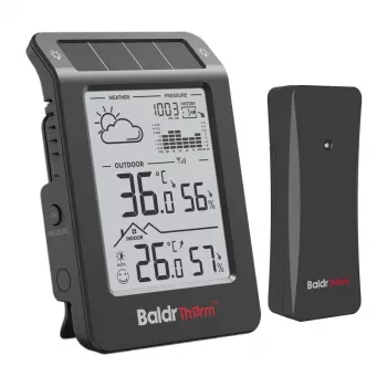 RAINPOINT BALDRTHERM B0596WT2H2P-V1 Solarbetriebene Wetterstation mit kabellosem Außensensor, Schwarz