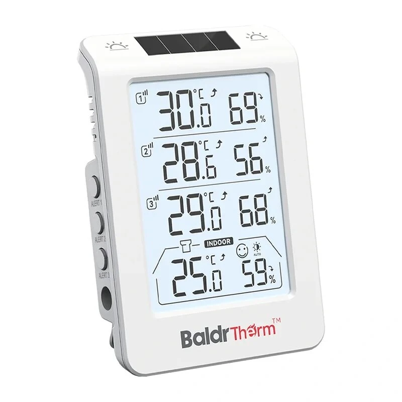 RAINPOINT BALDRTHERM B0598 3-Kanal-Thermohygrometer mit automatischer Hintergrundbeleuchtung