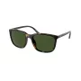 Ralph Lauren Herren-Sonnenbrille PH4185U - Glänzender schwarzer, eckiger Rahmen, dunkelgraue Gläser, 56 mm