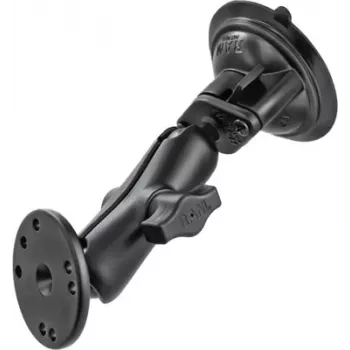 RAM Mounts Saugnapfhalterung mit AMPS-Adapter – B-Kugel (1 Zoll), Diamant-Grundplatte, Mittlerer Arm, Runde Grundplatte (RAM-B-166-202U)