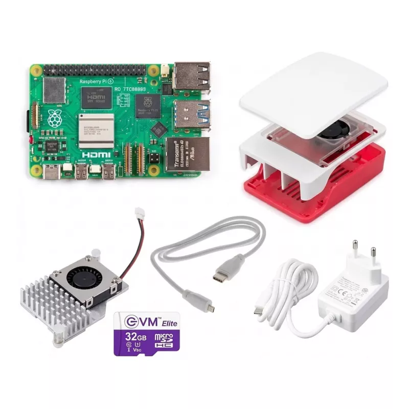 Raspberry Pi 5 4GB Full Kit Weiß/Rot