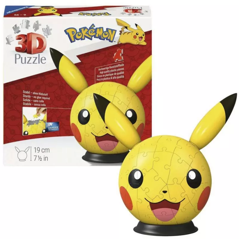 Ravensburger 3D Puzzleball Pokémon Pikachu mit Ohren - 54 Teile