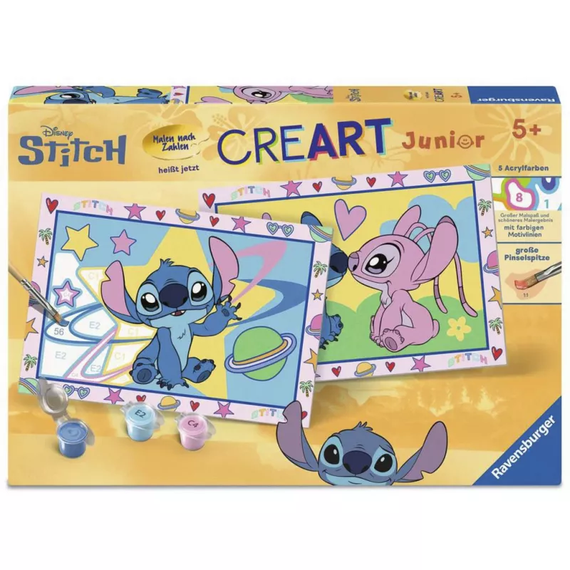 RAVENSBURGER CreArt Junior - Stitch & Angel Malen nach Zahlen Set