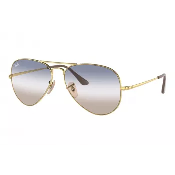 Ray-Ban Aviator Metal II Sonnenbrille RB3689 Gold Gestell Braun Verlauf Glas 62mm