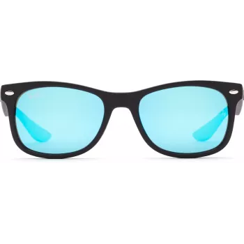 Ray-Ban Junior RJ9052S100S55 Sonnenbrille - Glänzend schwarzer Rahmen, hellblaue Spiegelgläser, 48 mm