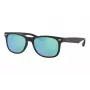 Ray-Ban Junior RJ9052S100S55 Sonnenbrille - Glänzend schwarzer Rahmen, hellblaue Spiegelgläser, 48 mm