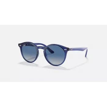 Ray-Ban Junior RJ9064S447062 Kinder-Sonnenbrille, Transparenter Blauer Rahmen, Graue Verlaufsgläser, 44 mm