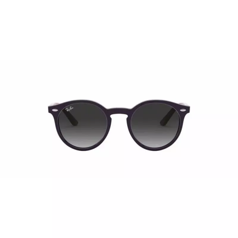 Ray-Ban Junior RJ9064S70218G Kinder-Sonnenbrille, rund, transparent pinkes Gestell, graue Verlaufsgläser, 44 mm