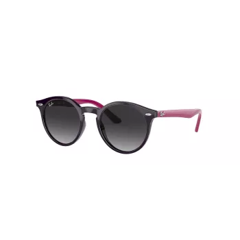 Ray-Ban Junior RJ9064S70218G Kinder-Sonnenbrille, rund, transparent pinkes Gestell, graue Verlaufsgläser, 44 mm
