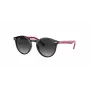 Ray-Ban Junior RJ9064S70218G Kinder-Sonnenbrille, rund, transparent pinkes Gestell, graue Verlaufsgläser, 44 mm