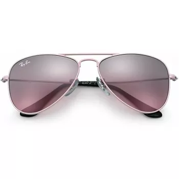 Ray-Ban Junior RJ9506S2117E5 Kinder-Sonnenbrille, rechteckig, transparent pinker Rahmen, hellbraun verlaufende pinke Gläser, 52/14/125 mm