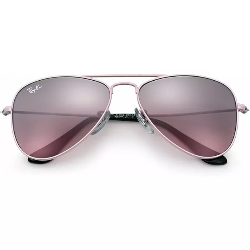 Ray-Ban Junior RJ9506S2117E5 Kinder-Sonnenbrille, rechteckig, transparent pinker Rahmen, hellbraun verlaufende pinke Gläser, 52/14/125 mm