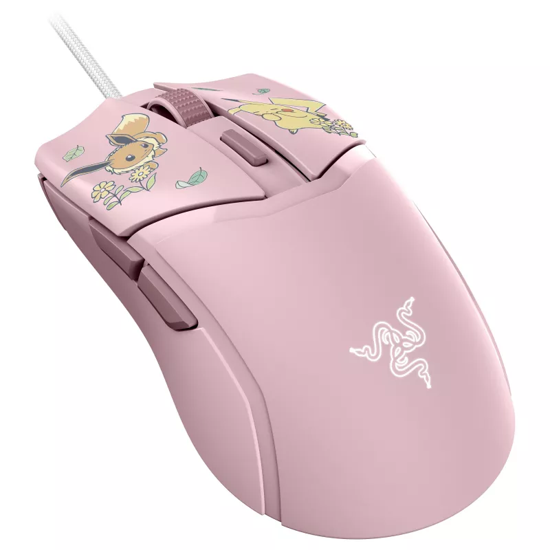 Razer Cobra – Pikachu & Eevee Edition Kabelgebundene Gaming-Maus, 8500 DPI Optischer Sensor, Chroma RGB Underglow, 6 programmierbare Tasten, symmetrisch für Rechtshänder