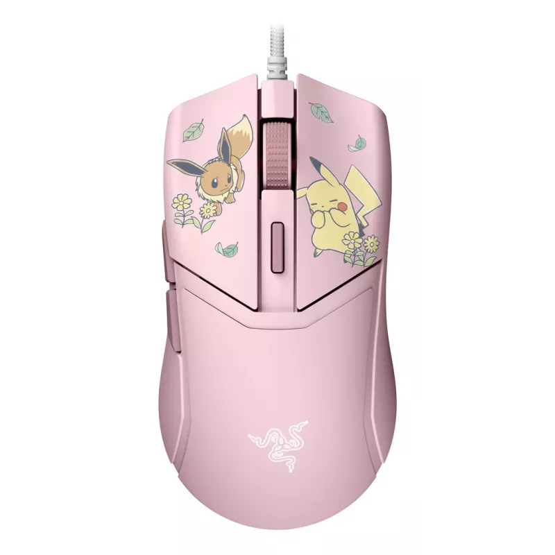 Razer Cobra – Pikachu & Eevee Edition Kabelgebundene Gaming-Maus, 8500 DPI Optischer Sensor, Chroma RGB Underglow, 6 programmierbare Tasten, symmetrisch für Rechtshänder
