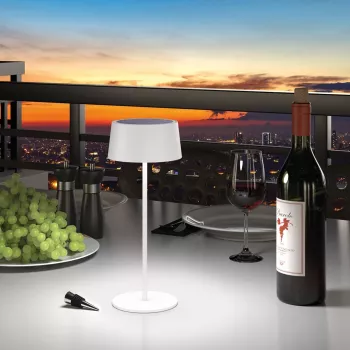 RealPower LED Solar Tischleuchte dimmbar mit Akku, Weiß