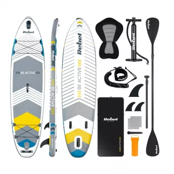 REBEL Active SUP Board RBA-4507-WH - Aufblasbares Stand-Up-Paddleboard 10'6 inch Weiß/Blau