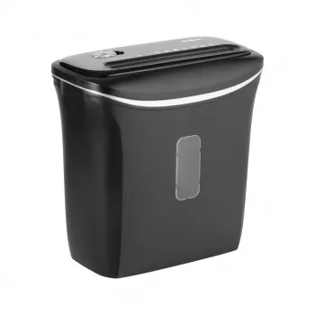 REBEL Aktenvernichter mit 12-Liter-Korb, Partikelschnitt, P-3, 6 Blatt, Schwarz
