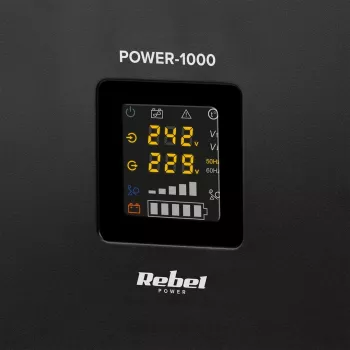 Rebel POWER-1000 Wandmontierte Notstromversorgung – Reiner Sinus-Wechselrichter mit 12V-Ladefunktion, 230V, 1000VA/700W