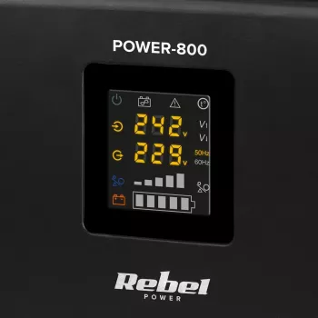 Rebel POWER-800 Wandmontierte Notstromversorgung – Reiner Sinus-Wechselrichter mit 12V Ladefunktion, 230V, 800VA/500W