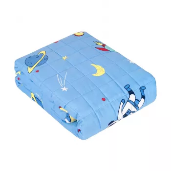 REBEL Premium Gewichtsdecke für Kinder, Baumwolle, Kosmos-Muster, 100x150 cm, 5 kg