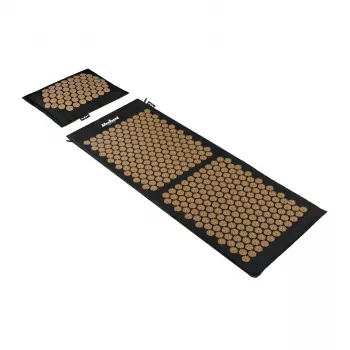 REBEL RBA-6012-GL ECO Akupressur-Matten-Set mit Kissen, XL 110x42 cm, goldene Spikes, natürliche Baumwolle & Kokosfaser