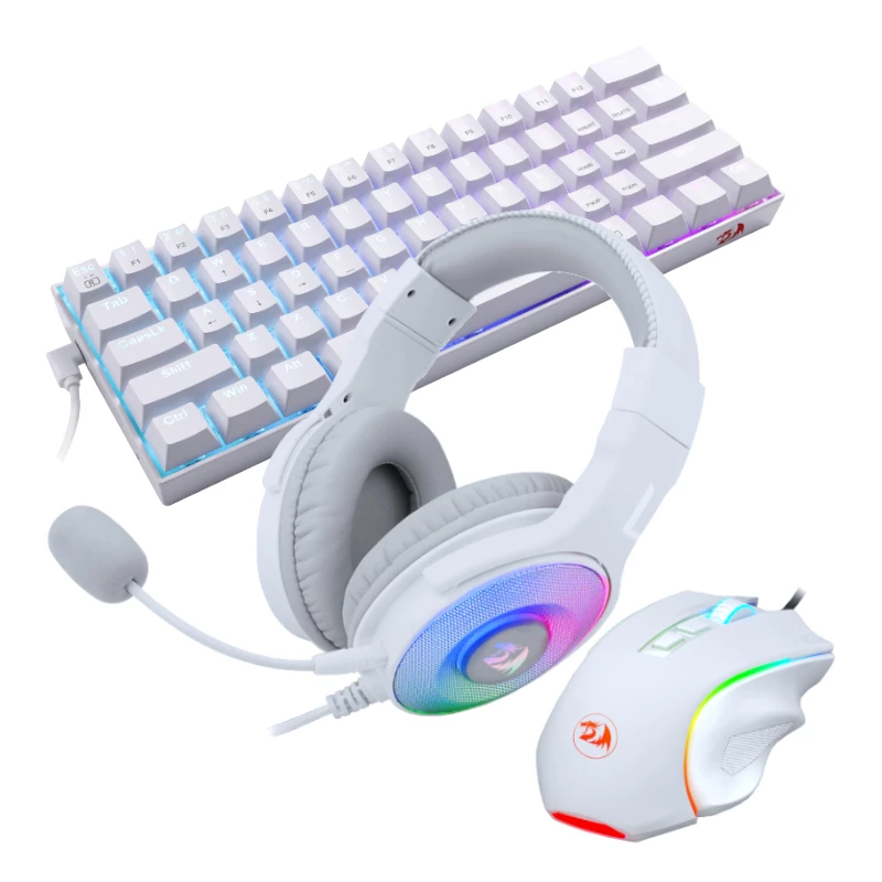 REDRAGON 3-in-1 Kabelgebundenes Gaming-Set - Tastatur, Maus, Headset - Weiß