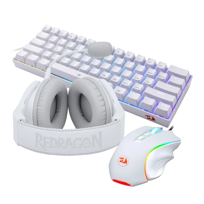 REDRAGON 3-in-1 Kabelgebundenes Gaming-Set - Tastatur, Maus, Headset - Weiß