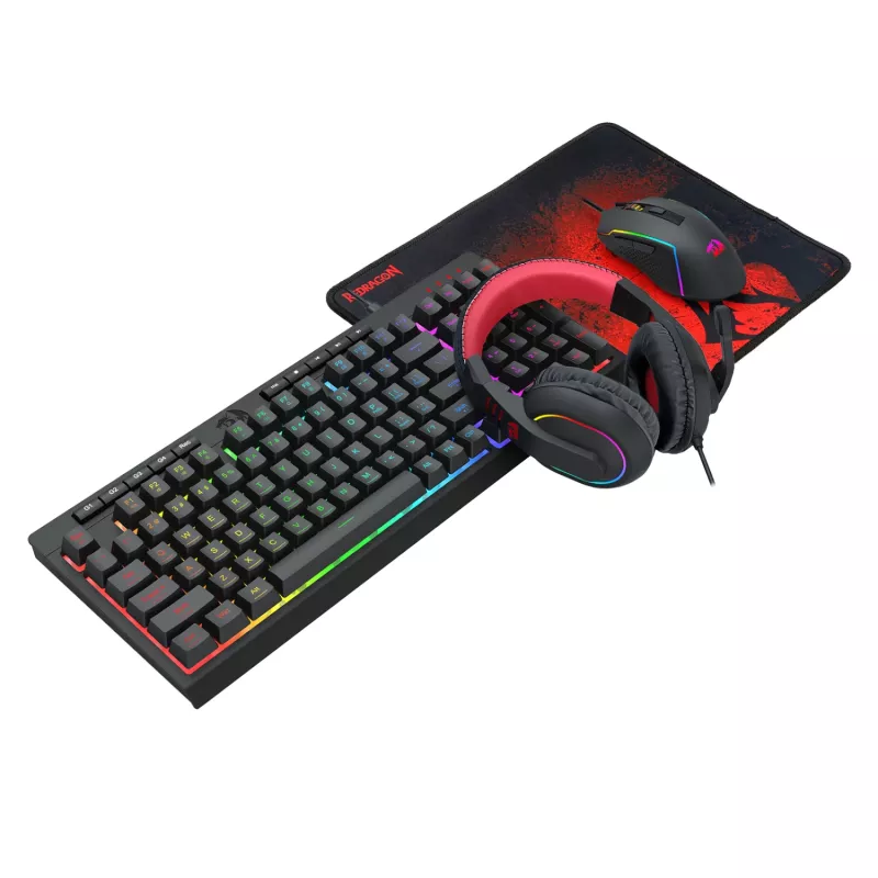 Redragon 4-in-1 Gaming-Kombo: RGB-Tastatur, Maus, Mauspad & Headset