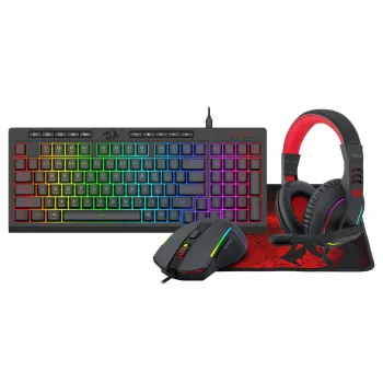 Redragon 4-in-1 Gaming-Kombo: RGB-Tastatur, Maus, Mauspad & Headset