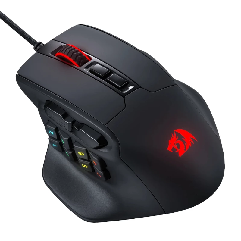 REDRAGON Aatrox 6200DP RGB MMO Gaming-Maus - Schwarz