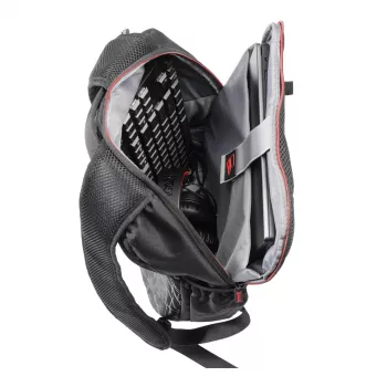 REDRAGON AENEAS 15 Gaming-Rucksack - wasserabweisendes Polyester, gepolstertes 15,6-Zoll-Laptopfach, Schwarz mit roten Akzenten