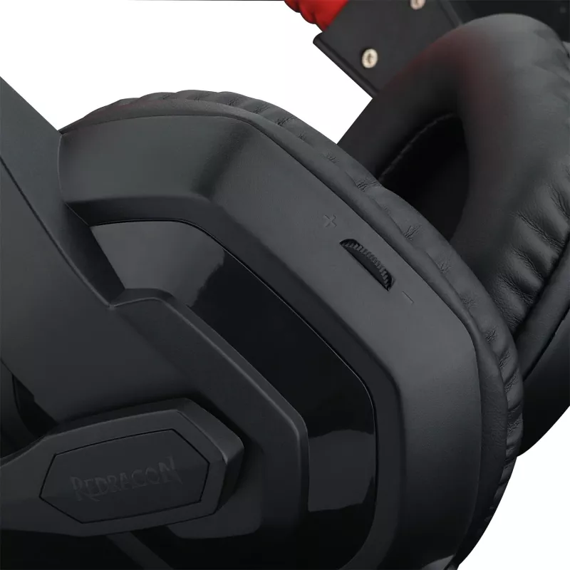 REDRAGON ARES Over-Ear Kabelgebundenes Gaming-Headset mit rotem LED, omnidirektionalem Bügelmikrofon, 40-mm-Treibern, 3,5-mm-Klinke, Schwarz