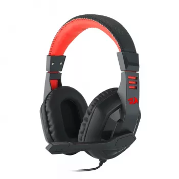 REDRAGON ARES Over-Ear Kabelgebundenes Gaming-Headset mit rotem LED, omnidirektionalem Bügelmikrofon, 40-mm-Treibern, 3,5-mm-Klinke, Schwarz