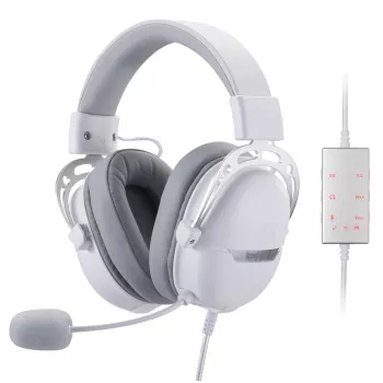 REDRAGON AURORA Over-Ear Gaming-Headset - Weiß (50-mm-Treiber, RGB-LED, abnehmbares Mikrofon)