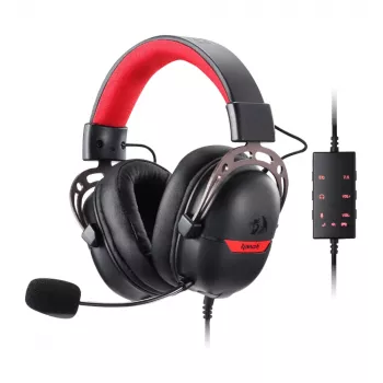 REDRAGON AURORA Over-Ear Gaming-Headset mit 50-mm-Treibern, RGB-LED, abnehmbarem Mikrofon - Schwarz
