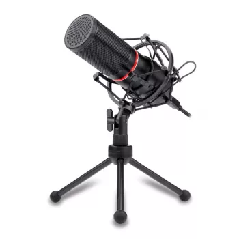 REDRAGON BLAZAR Cardioid USB-Gaming-Mikrofon mit Stativ, Pop-Filter und Stoßdämpfer - Schwarz