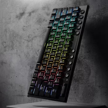 REDRAGON Horus Mini Pro 61-Tasten Tri-Mode kabellose RGB Low Profile mechanische Gaming-Tastatur - Schwarz (Red Switch)