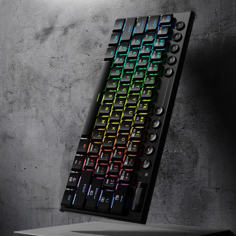 REDRAGON Horus Mini Pro 61-Tasten Tri-Mode kabellose RGB Low Profile mechanische Gaming-Tastatur - Schwarz (Red Switch)