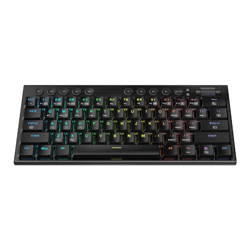 REDRAGON Horus Mini Pro 61-Tasten Tri-Mode kabellose RGB Low Profile mechanische Gaming-Tastatur - Schwarz (Red Switch)