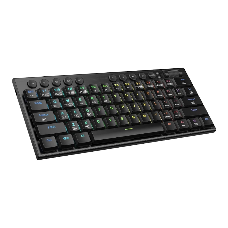 REDRAGON Horus Mini Pro 61-Tasten Tri-Mode kabellose RGB Low Profile mechanische Gaming-Tastatur - Schwarz (Red Switch)
