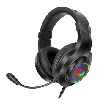 REDRAGON HYLAS H260RGB Over-Ear Gaming-Headset mit abnehmbarem Mikrofon, 50-mm-Treibern, RGB-Beleuchtung, 3,5-mm-Audio + USB-Strom, Schwarz