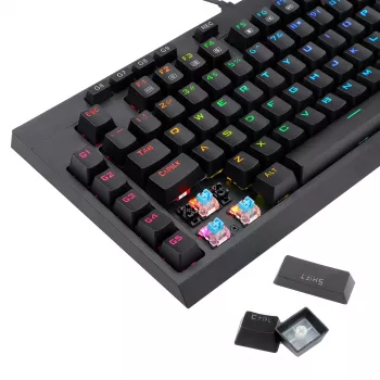 Redragon K588 RGB Pro BROADSWORD TKL Mechanische Kabelgebundene Gaming-Tastatur - Schwarz